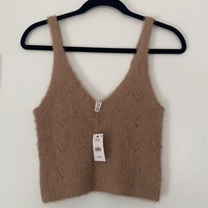 NWT Cotton on body Tan fuzzy v-neck tank size large